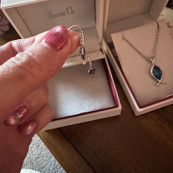 Sterling Silver Ithacus Blue Topaz Necklace & Earring Set. - Picture 4 of 7